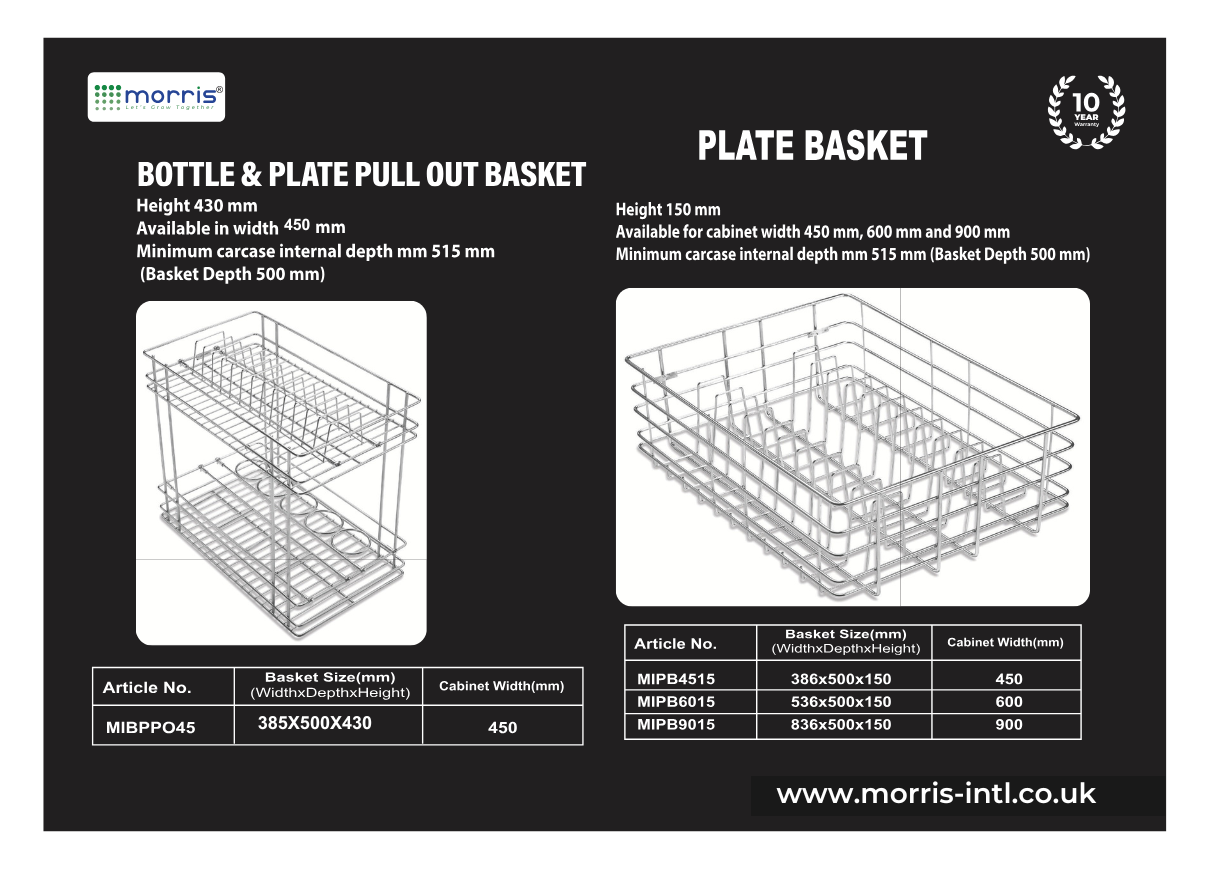 Bottle & Plate Pull Out Basket